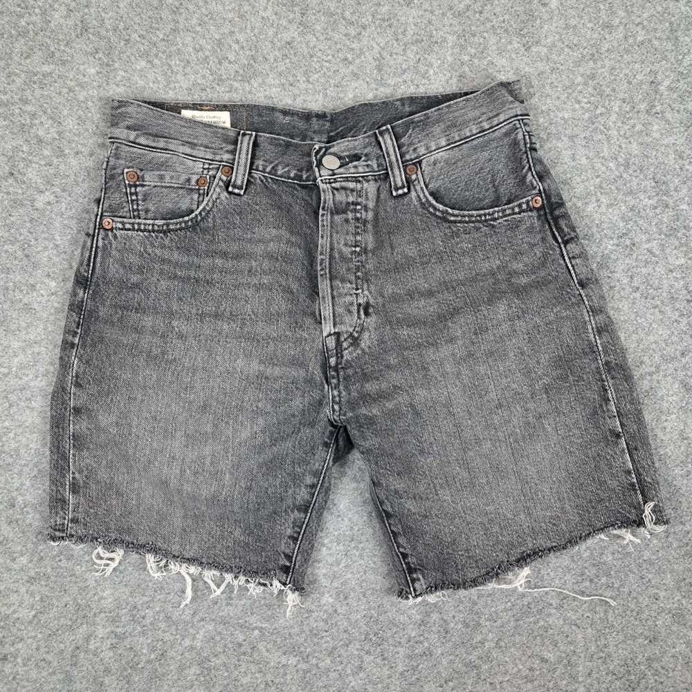 Levis 501 Denim Shorts Mens Size 30 Gray raw hem Button Fly